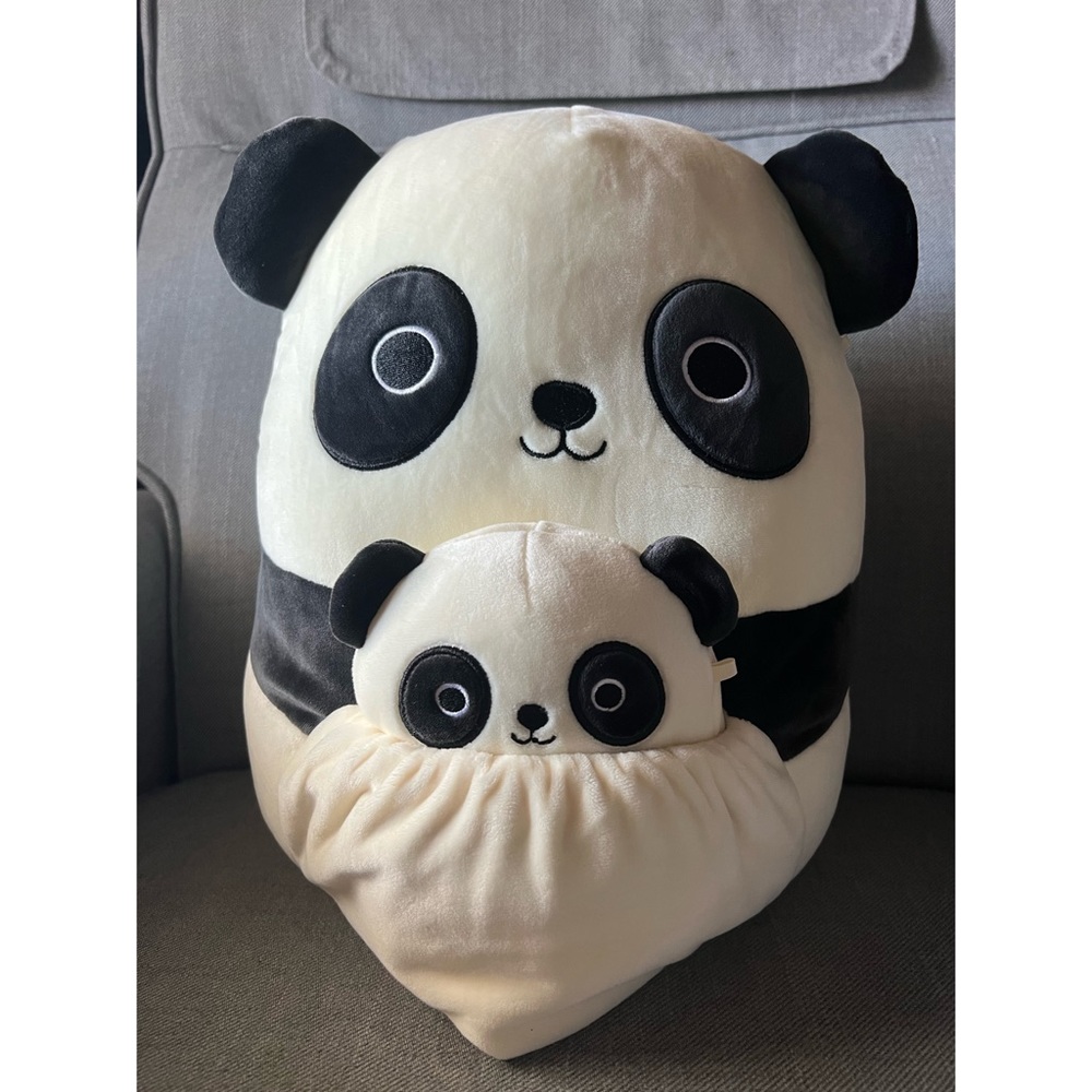 (LAST ONE) BNWT 12” & 5” Stanley Panda Mom and Baby Squishmallows 🐼